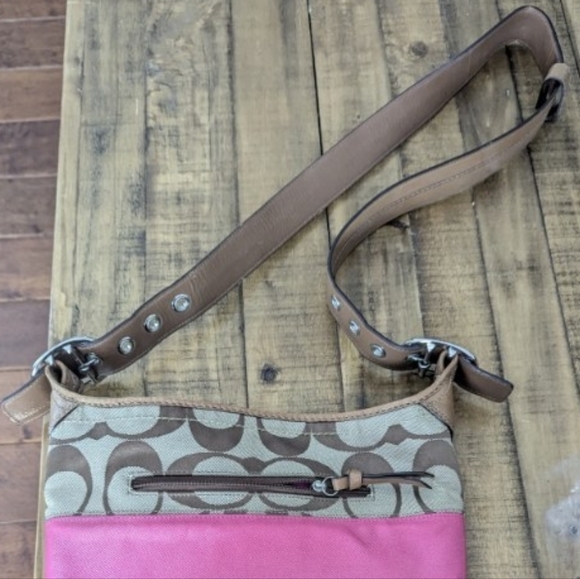 Coach Pink and Brown Crossbody Bag - Picture 2 of 5